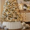 imageOurWarm White Christmas Tree Collar Luxury Plush Faux Fur Tree Collar with Stripe Textured Pattern Soft Fluffy Xmas Tree Ring Boho Tree Skirt for Holiday Decorations Indoor Home DecorArrow