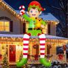 imageOurWarm 10 FT Christmas Inflatable Outdoor Decorations Sitting Elf Holding Bear Christmas Blow Up Yard Decorations with Builtin LED Lights for Holiday Party Lawn Garden Roof Outdoor Xmas Decorations