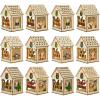 imageOurWarm 24 PCS DIY Christmas Village Sets with 12 Gingerbread House Kit 12 Colored Pens Wooden Christmas Village Houses with 6 Styles Christmas Houses Village for Winter Christmas Table Decorations