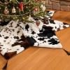 imageOurWarm 48 Inch Christmas Tree Skirt Polygon Cow Print Tree Skirt with Tassel Faux Fur Christmas Tree Skirts Farmhouse Xmas Tree Skirt for Cow Christmas Tree Mat Festive Holiday Party Decorations