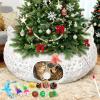 imageOurWarm Cat Tunnel Bed Under Christmas Tree White Soft Plush Cat Donut Tunnel Tree Skirt with Silver Snowflake Pattern Peekaboo Cat Cave with 11 Pcs Interactive Toys for Indoor Cats Small Animals