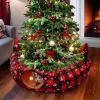 imageOurWarm Cat Tunnel Christmas Tree Skirt Cat Bed for Indoor Cats with Hanging Ball Buffalo Plaid Tree Collar Cats Cave for Felines Pet Indoor Outdoor Christmas Decorations