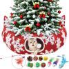 imageOurWarm Cat Tunnel Christmas Tree Skirt Red Snowflake Cat Donut Tunnel Under Christmas Tree with Washable Mat ampamp 11Pcs Cat Toys Interactive Soft Plush Peekaboo Cave Bed for Indoor Cats Small Animals
