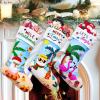 imageOurWarm Christmas Stockings 3 Pack 18 Beach Blue Christmas Stocking with Hawaiian Santa Snowman Flamingo Palm Tree Patterns for Coastal Christmas Decorations Xmas Tree Fireplace Home Party Decor