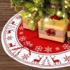 imageOurWarm Christmas Tree Skirt 36 Inch Small Xmas Tree Skirts with Snowflake and Reindeer Pattern Red and White Tree Mat for Christmas Winter Holiday Indoor Decorations