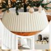 imageOurWarm White Christmas Tree Collar Luxury Plush Faux Fur Tree Collar with Stripe Textured Pattern Soft Fluffy Xmas Tree Ring Boho Tree Skirt for Holiday Decorations Indoor Home DecorStriped