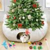 imageOurWarm White Plush Cat Tunnel Bed Under Christmas Tree 95cm Large Cat Tunnel Tree Skirt Xmas Decor with 11 Cat Toys Cozy Holiday Play ampamp Hideaway for Cats Soft Indoor Cat Activity Center