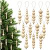 imageOurwarm 24PCS Christmas Tree Ornaments Christmas Wooden Beads Decorations Natural Wooden Christmas Tree Wall Hanging Decorations Bohemian and Farmhouse Style Christmas Home Decor