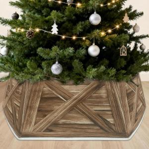 imageOurWarm 31 inch Christmas Tree Collar Large Hexagon Fabric Tree Ring Collapsible Trees Skirt Rustic DoubleSided Christmas Trees Box Base for Home Festive Xmas Decorations