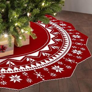 imageOurWarm 72 Inch Christmas Tree Skirt Knit Tree Skirt for 75 ft Tree to 12ft Tree Double Sided Large Knitted Tree Skirt Xmas Tree Skirts for Winter Indoor Holiday Party Christmas Tree Decorations