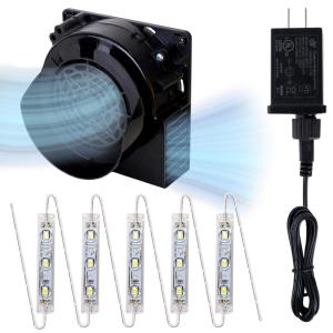 imageOurWarm 12A Inflatable Blower Fan Replacement Blow Up Motor for Inflatables with 15A Adapter and 5 LED Lights Ideal for 510FT Halloween Thanksgiving Christmas Inflatables Outdoor Decorations