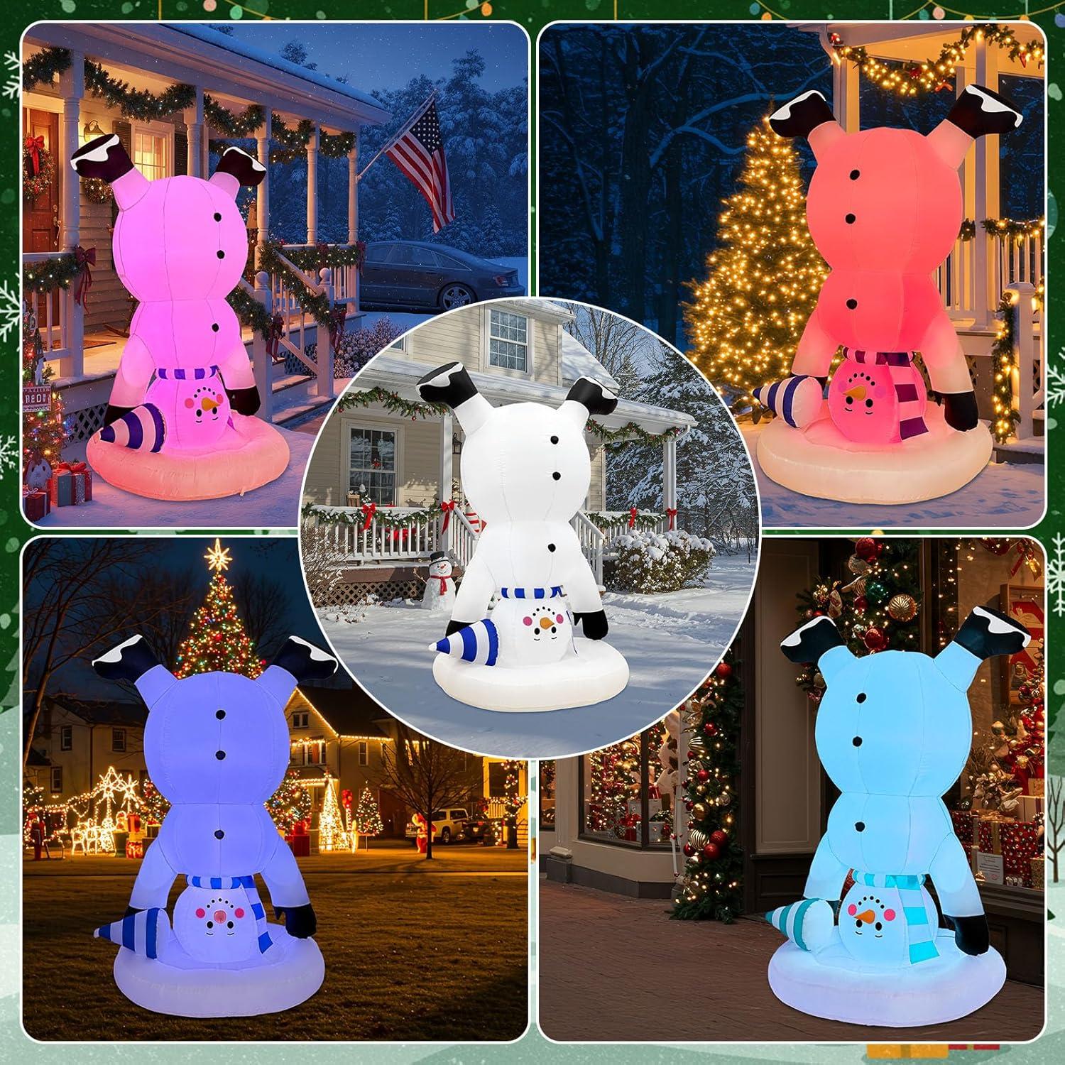 imageOurWarm 6FT Christmas Inflatables Outdoor Decorations Upside Down Inflatable Snowman Outdoor with Builtin LEDs Christmas Blow Up Yard Decorations for Lawn Garden Party Display6FT Snowman
