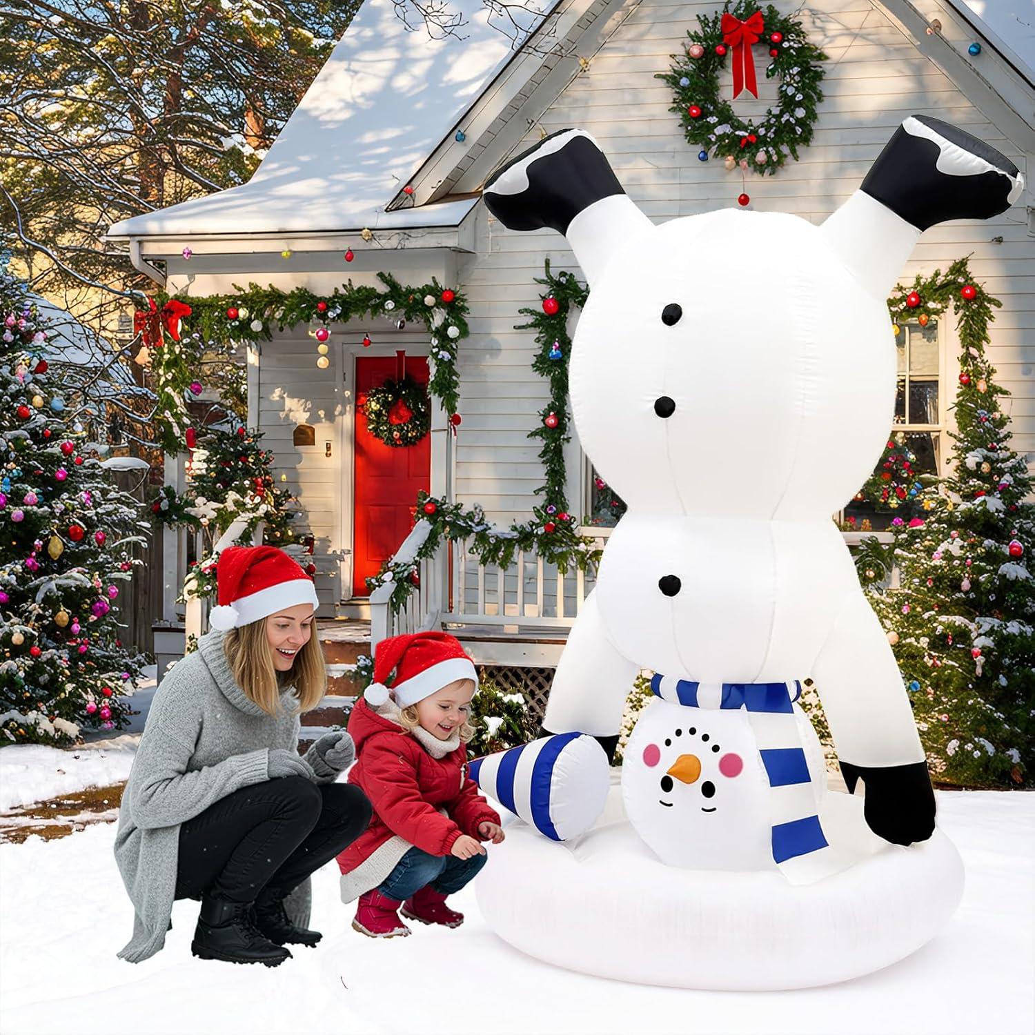 imageOurWarm 6FT Christmas Inflatables Outdoor Decorations Upside Down Inflatable Snowman Outdoor with Builtin LEDs Christmas Blow Up Yard Decorations for Lawn Garden Party Display6FT Snowman
