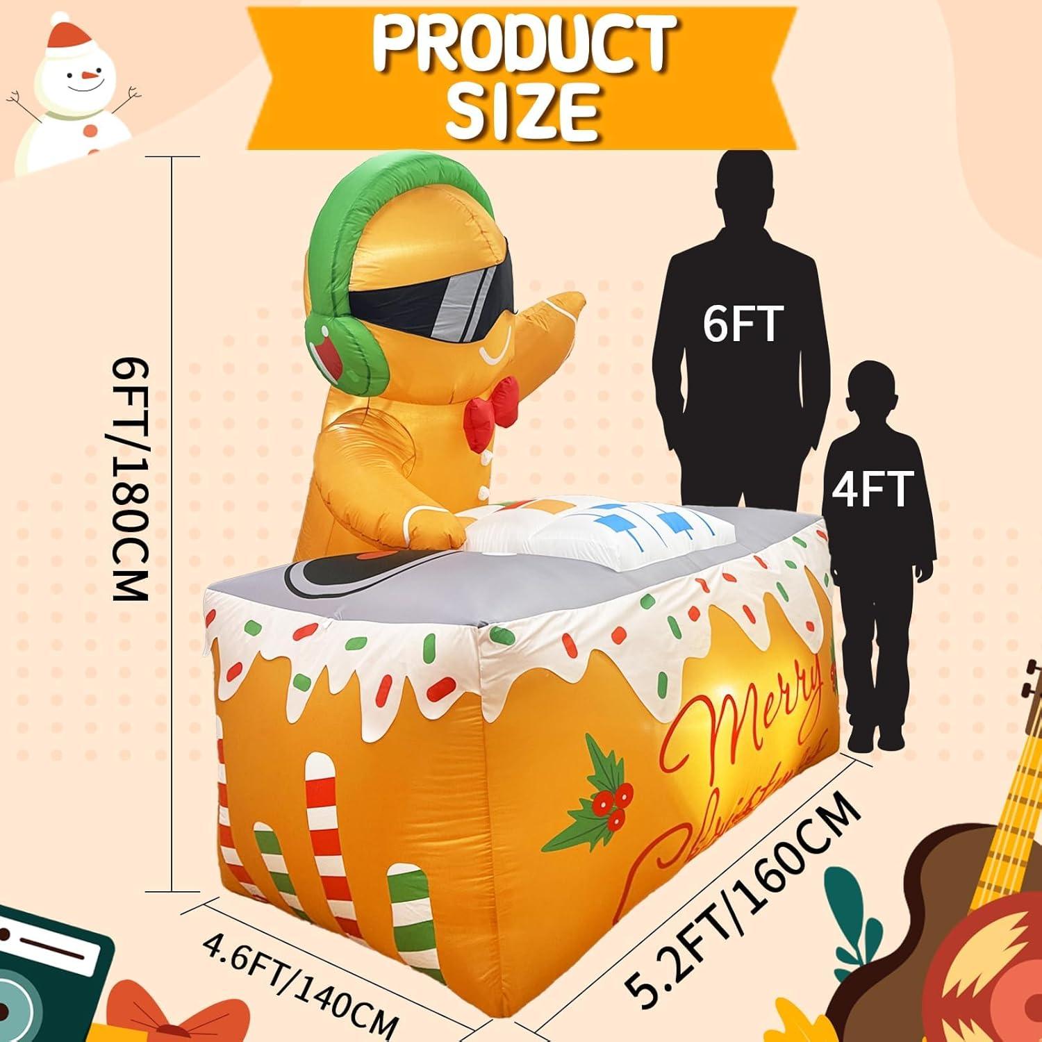 imageOurWarm 6FT Christmas Inflatables Outdoor Decorations Upside Down Inflatable Snowman Outdoor with Builtin LEDs Christmas Blow Up Yard Decorations for Lawn Garden Party Display6FT Gingerbread Man