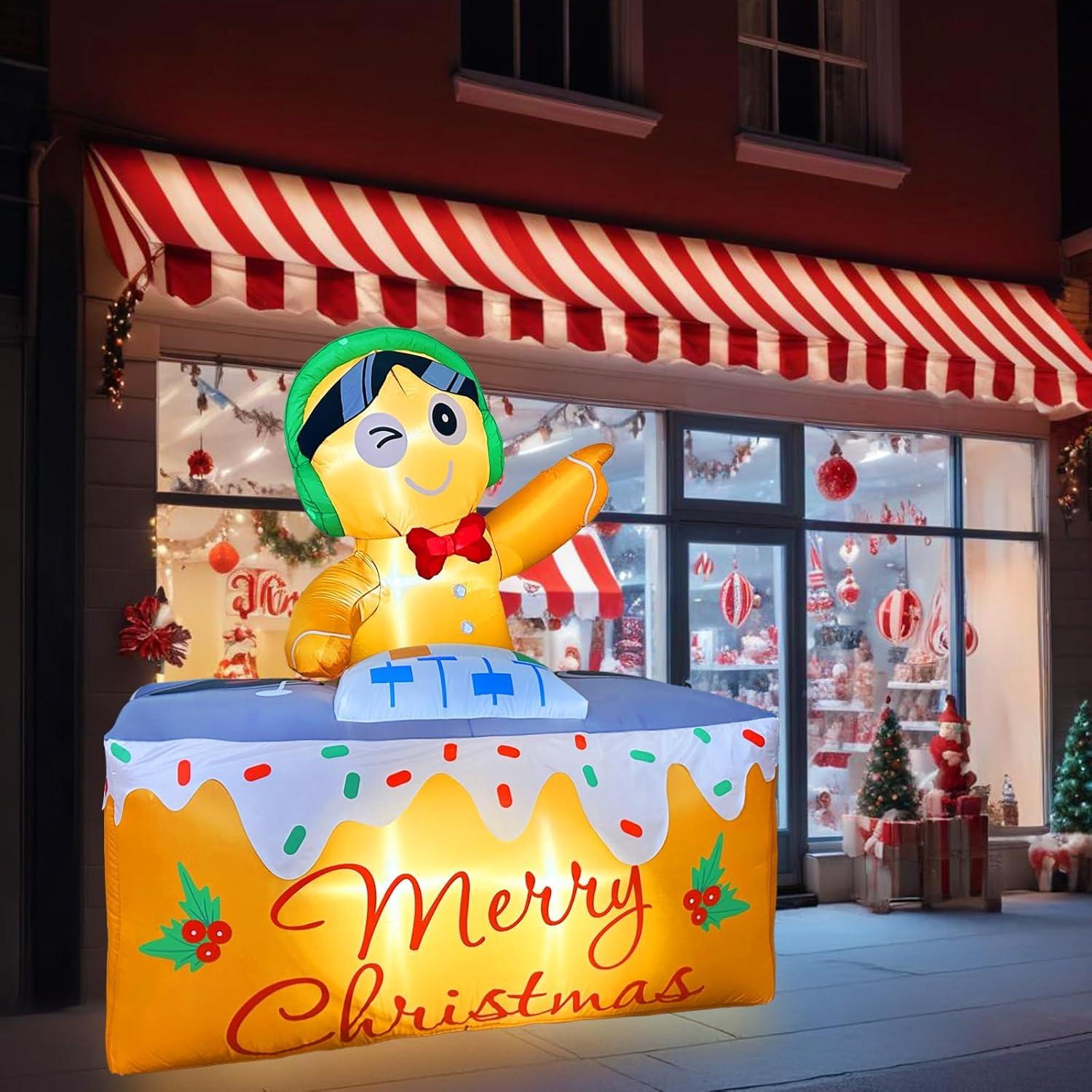 imageOurWarm 6FT Christmas Inflatables Outdoor Decorations Upside Down Inflatable Snowman Outdoor with Builtin LEDs Christmas Blow Up Yard Decorations for Lawn Garden Party Display6FT Gingerbread Man