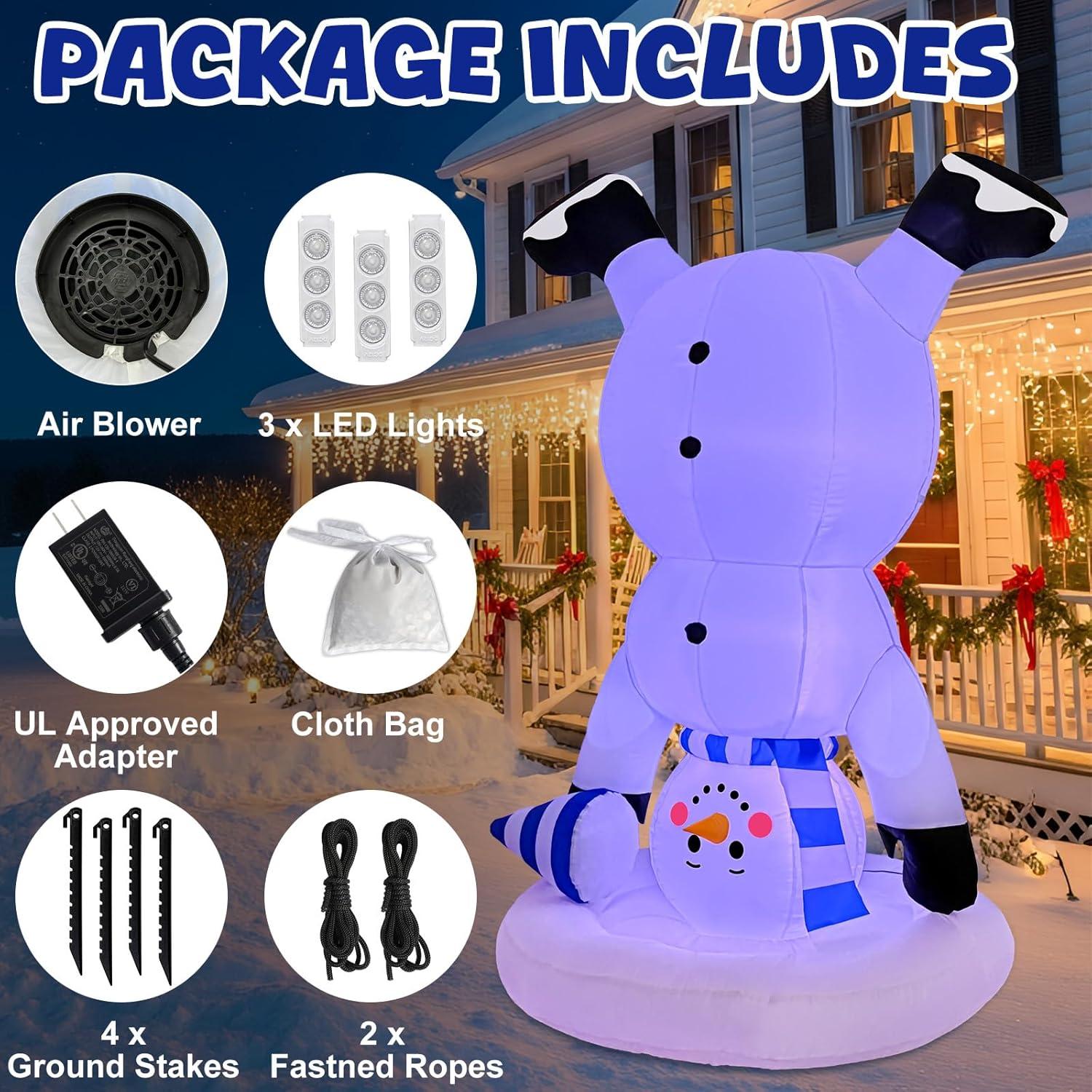 imageOurWarm 6FT Christmas Inflatables Outdoor Decorations Upside Down Inflatable Snowman Outdoor with Builtin LEDs Christmas Blow Up Yard Decorations for Lawn Garden Party Display6FT Snowman