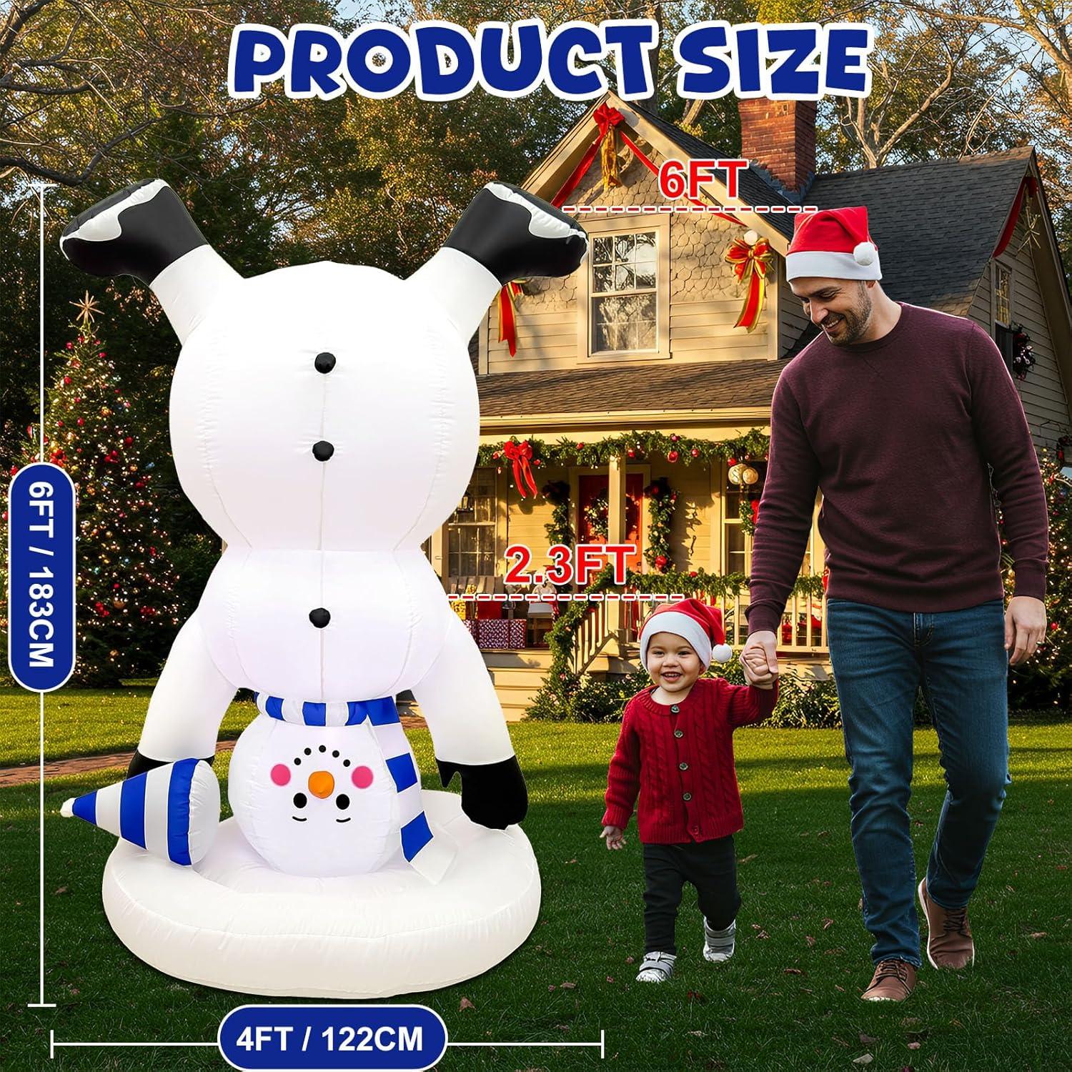 imageOurWarm 6FT Christmas Inflatables Outdoor Decorations Upside Down Inflatable Snowman Outdoor with Builtin LEDs Christmas Blow Up Yard Decorations for Lawn Garden Party Display6FT Snowman
