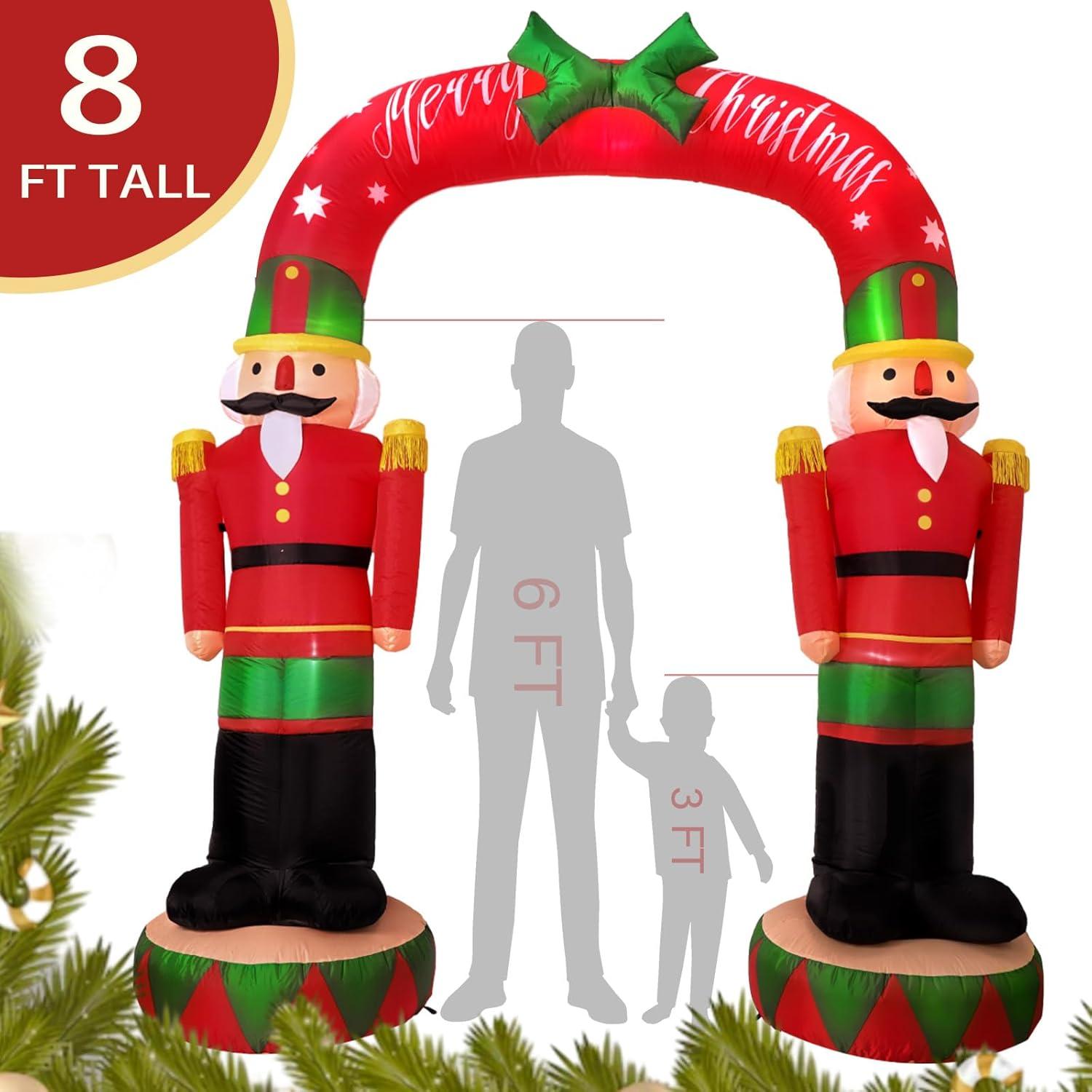 imageOurWarm 8FT Christmas Inflatables Outdoor Decorations Large Nutcracker Soldier Archway Blow Up Yard Decorations with LED Lights Giant Inflatable Archway for Outdoor Christmas Holiday Garden Lawn