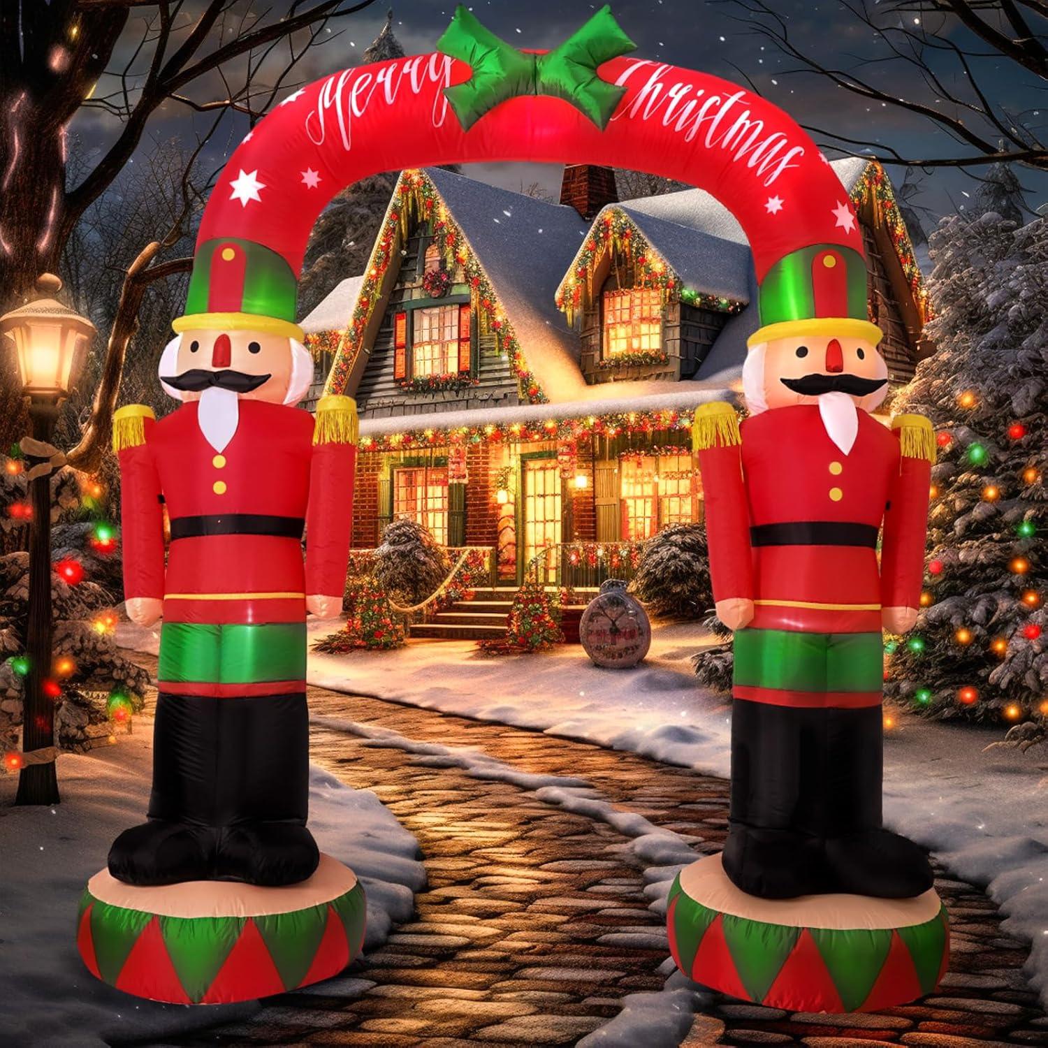 imageOurWarm 8FT Christmas Inflatables Outdoor Decorations Large Nutcracker Soldier Archway Blow Up Yard Decorations with LED Lights Giant Inflatable Archway for Outdoor Christmas Holiday Garden Lawn