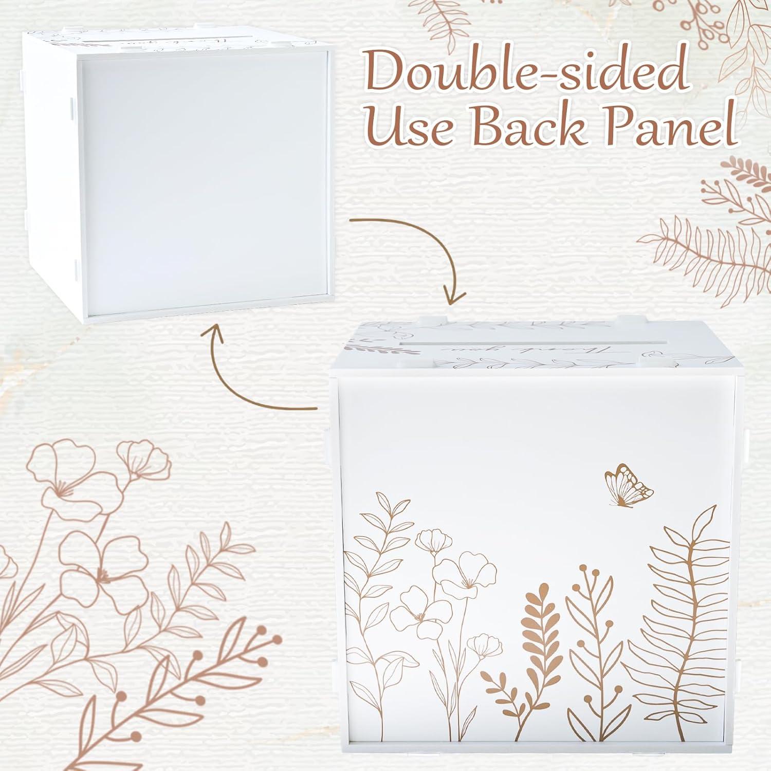 imageOurWarm White Wedding Card Box for Party PVC Gift Card Box for Wedding Decorations with Heart Acrylic Window Envelope Money Boxes for Reception Bridal Baby Shower Graduation Birthday DecorModern