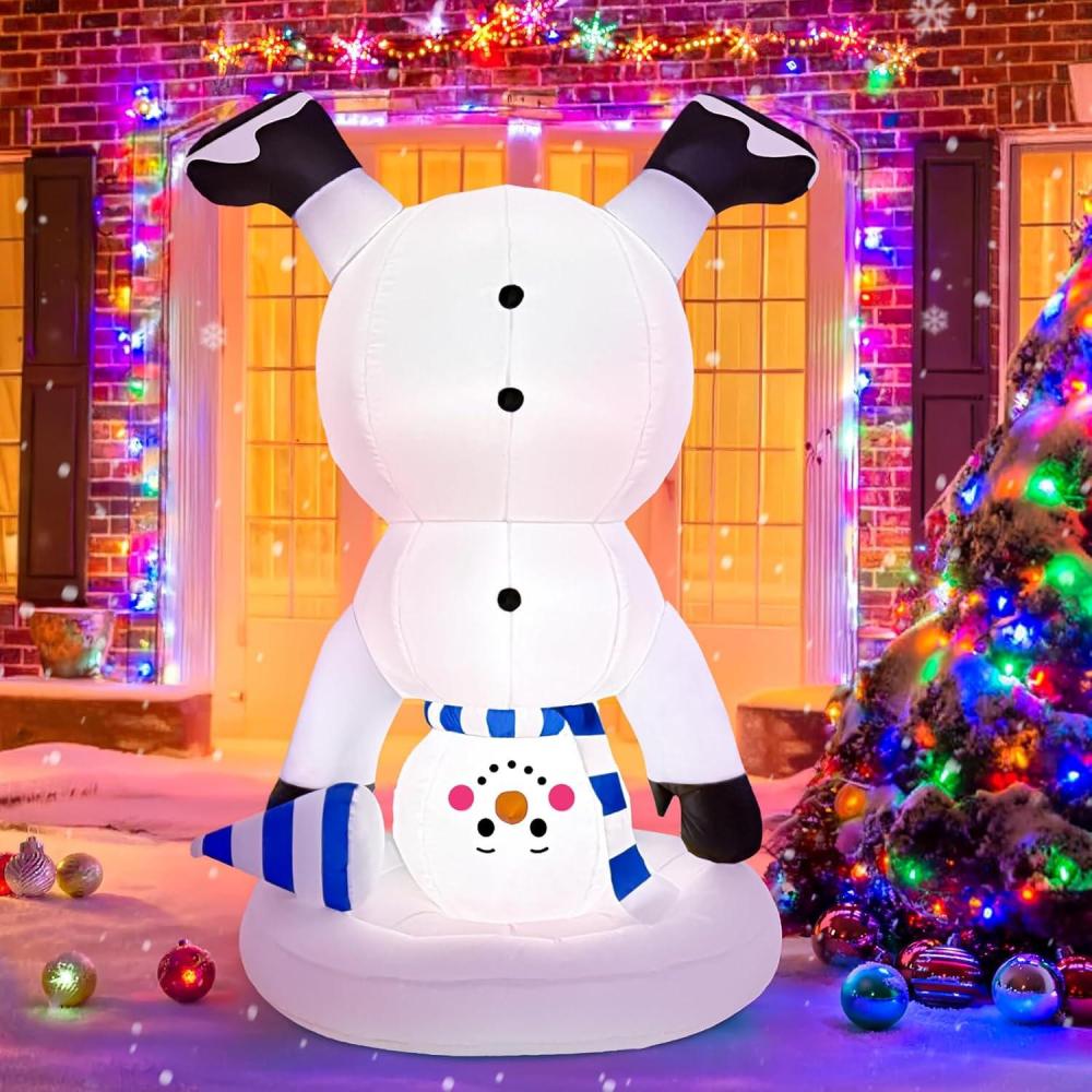 imageOurWarm 6FT Christmas Inflatables Outdoor Decorations Upside Down Inflatable Snowman Outdoor with Builtin LEDs Christmas Blow Up Yard Decorations for Lawn Garden Party Display6FT Snowman