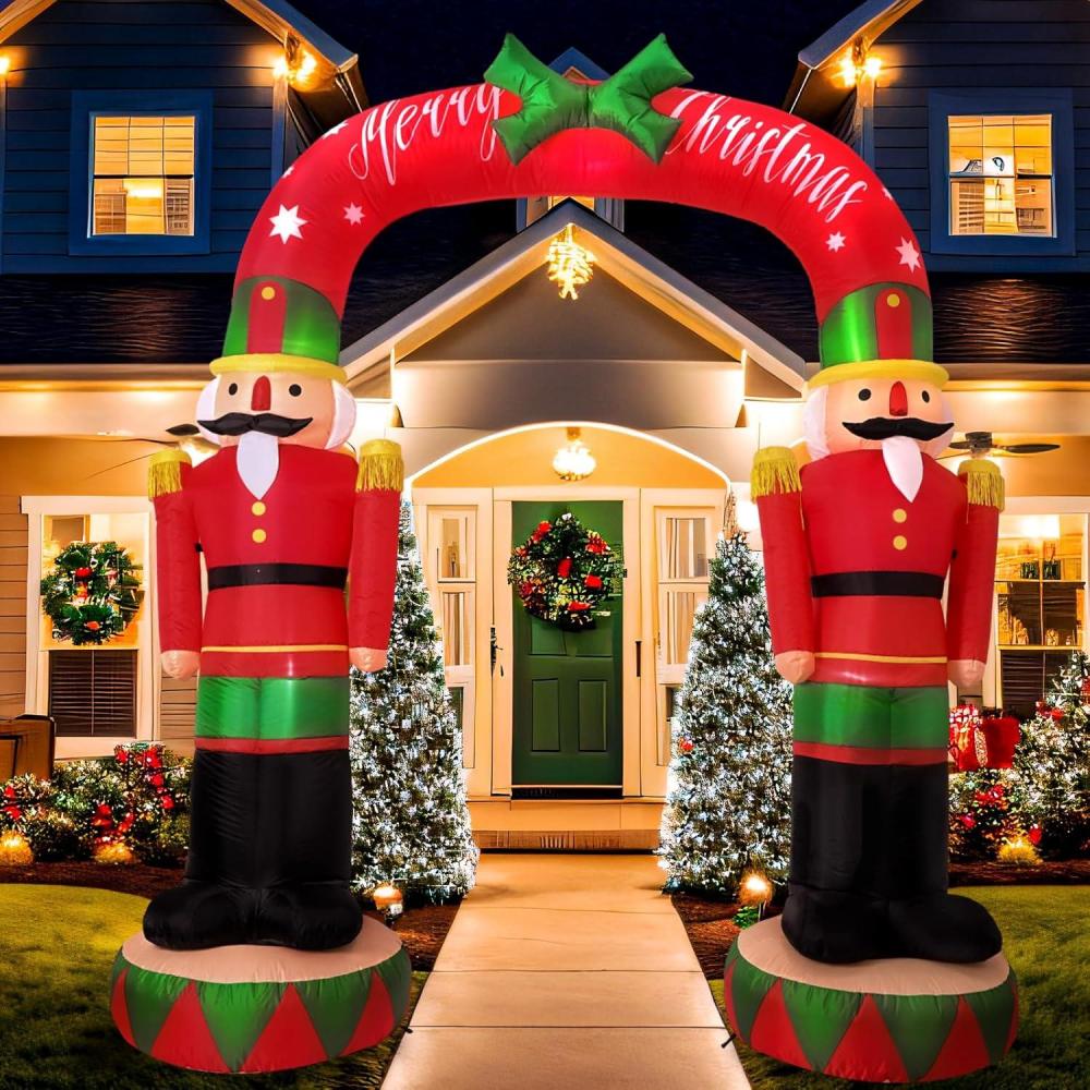 imageOurWarm 8FT Christmas Inflatables Outdoor Decorations Large Nutcracker Soldier Archway Blow Up Yard Decorations with LED Lights Giant Inflatable Archway for Outdoor Christmas Holiday Garden Lawn