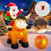 imageOurWarm 6 FT Christmas Inflatable Outdoor Decoration Farm Christmas Inflatables Santa Ride On Highland Cow Christmas Decorations Christmas Blow Up Yard Decorations with LED Lights for Lawn Garden