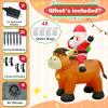 imageOurWarm 6 FT Christmas Inflatable Outdoor Decoration Farm Christmas Inflatables Santa Ride On Highland Cow Christmas Decorations Christmas Blow Up Yard Decorations with LED Lights for Lawn Garden