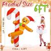 imageOurWarm 6 FT Funny Christmas Inflatables Outdoor Gingerbread Inflatable Decorations Dance Around a Candy Cane Decor Christmas Blow Up Yard Decorations for Lawn Indoor Garden Xmas Decor
