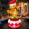 imageOurWarm 5 FT Christmas Inflatable Outdoor Decoration Rotating Christmas Inflatables Gingerbread with Candy Cane Christmas Blow Up Yard Decorations with LED Lights for Outdoor Christmas Decorations