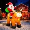 imageOurWarm 6 FT Christmas Inflatable Outdoor Decoration Farm Christmas Inflatables Santa Ride On Highland Cow Christmas Decorations Christmas Blow Up Yard Decorations with LED Lights for Lawn Garden