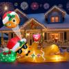 imageOurWarm 10 FT Christmas Inflatable Outdoor Decoration Lying Gingerbread Inflatable Christmas Blow Up Yard Decorations with LED Lights Inflatable Gingerbread Man for Yard Lawn Garden Roof Decor