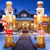 imageOurWarm 2 Pcs 8FT Merry Christmas Inflatable Outdoor Decoration Inflatable Nutcracker Christmas Decor with Builtin LEDs ampamp 3 Small Gingerbread Christmas Blow Up Yard Decorations for Xmas Porch Lawn2Pcs Nutcracker Inflatable