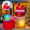 imageOurWarm 5FT Christmas Inflatable Decoration Outdoor Inflatable Santa with Built LED Lights Outdoor Festive Decoration Decoration for Yard Lawn Garden and Party