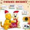 imageOurWarm 5FT Funny Christmas Inflatables Dog Cat Holding Banner Christmas Blow up Yard Decorations with LED Lights Xmas Inflatable Christmas Decorations Outdoor for Lawn Garden Party Holiday Decor