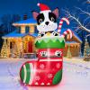 imageOurWarm 6FT Christmas Inflatables Dog in Stocking Christmas Blow Up Yard Decorations with Built in LED Lights and Candy Cane Xmas Inflatables Outdoor Decorations for Party Holiday Garden Lawn