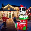 imageOurWarm 6FT Christmas Inflatables Dog in Stocking Christmas Blow Up Yard Decorations with Built in LED Lights and Candy Cane Xmas Inflatables Outdoor Decorations for Party Holiday Garden Lawn