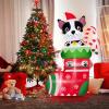 imageOurWarm 6FT Christmas Inflatables Dog in Stocking Christmas Blow Up Yard Decorations with Built in LED Lights and Candy Cane Xmas Inflatables Outdoor Decorations for Party Holiday Garden Lawn