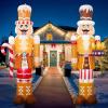 imageOurWarm 2 Pcs 8FT Merry Christmas Inflatable Outdoor Decoration Inflatable Nutcracker Christmas Decor with Builtin LEDs ampamp 3 Small Gingerbread Christmas Blow Up Yard Decorations for Xmas Porch Lawn2Pcs Nutcracker Inflatable
