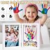 imageOurWarm Family Handprint Kit for 4 DIY Baby Hand and Footprint Kit Wood Frame with Color Palette Family Gifts with 50pc Stickers ampamp NonToxic Baby Safe Paint for New Parents Newborn Fathers Day