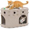 imageOurWarm Cat House for Indoor Cats Large Felt Cat Bed with Cover Cozy Cats Hideaway with Play Bell Compartment Durable Indoor Hideaway Holds up to 14 lbs Suitable for All Seasons