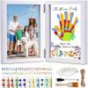 imageOurWarm Family Handprint Kit for 4 DIY Baby Hand and Footprint Kit Wood Frame with Color Palette Family Gifts with 50pc Stickers ampamp NonToxic Baby Safe Paint for New Parents Newborn Fathers Day