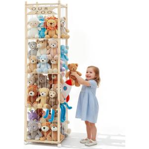 imageOurWarm Stuffed Animal Storage ampamp Organizer 685 Inch Large Wooden Zoo Stuffed Animal Holder with Wheels Kids Toy Storage Organizer for Nursery Storage Toddler Rooms Playrooms Bedroom Organization