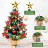 imageOurWarm 24quot Mini Christmas Tree Artificial Tabletop Christmas Tree with 60 LED Lights Star Tree Topper and Hanging Ornaments Small Christmas Tree for Winter Holiday Xmas Table Top Desk Decor