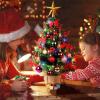 imageOurWarm 24quot Mini Christmas Tree Artificial Tabletop Christmas Tree with 60 LED Lights Star Tree Topper and Hanging Ornaments Small Christmas Tree for Winter Holiday Xmas Table Top Desk Decor