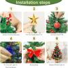 imageOurWarm 24quot Mini Christmas Tree Artificial Tabletop Christmas Tree with 60 LED Lights Star Tree Topper and Hanging Ornaments Small Christmas Tree for Winter Holiday Xmas Table Top Desk Decor