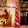 imageOurWarm 5ft Collapsible Pop Up Tinsel Pencil Christmas Tree with Lights 8 Modes for Holiday Home Decoration White ampamp Red