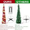 imageOurWarm 5ft Collapsible Pop Up Tinsel Pencil Christmas Tree with Lights 8 Modes for Holiday Home Decoration White ampamp Red