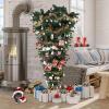 imageOurWarm 7ft Upside Down Artificial Christmas Tree with 1100 Branch Tips Green PVC Xmas Tree with Foldable Metal Stand for Indoor Outdoor Holiday Christmas Decorations