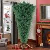 imageOurWarm 7ft Upside Down Artificial Christmas Tree with 1100 Branch Tips Green PVC Xmas Tree with Foldable Metal Stand for Indoor Outdoor Holiday Christmas Decorations